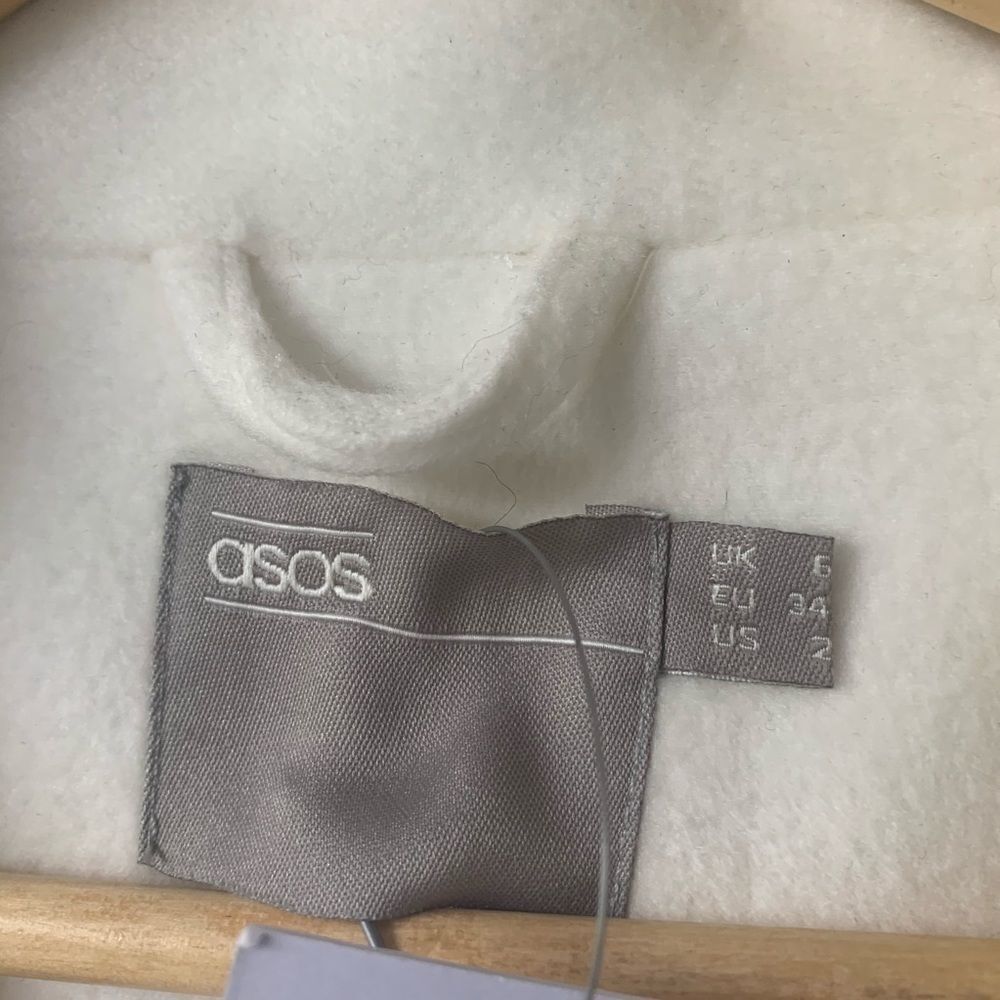 NWT ASOS Ecru Double-breasted Poly Coat - Picture 5 of 12